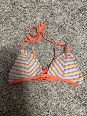 Aerie Striped Multicolor Triangle Bikini Top size small